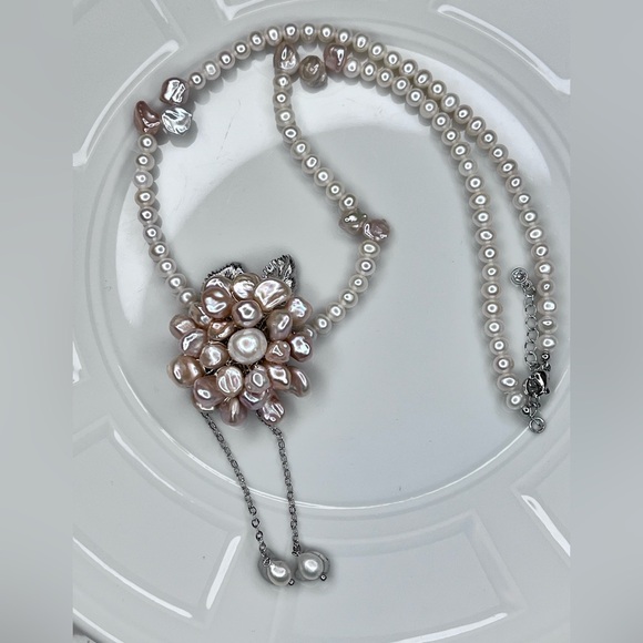 Handmade Freshwater Premium Quality Sakura Pink Keshi Flower 🌺 Pearl Necklace